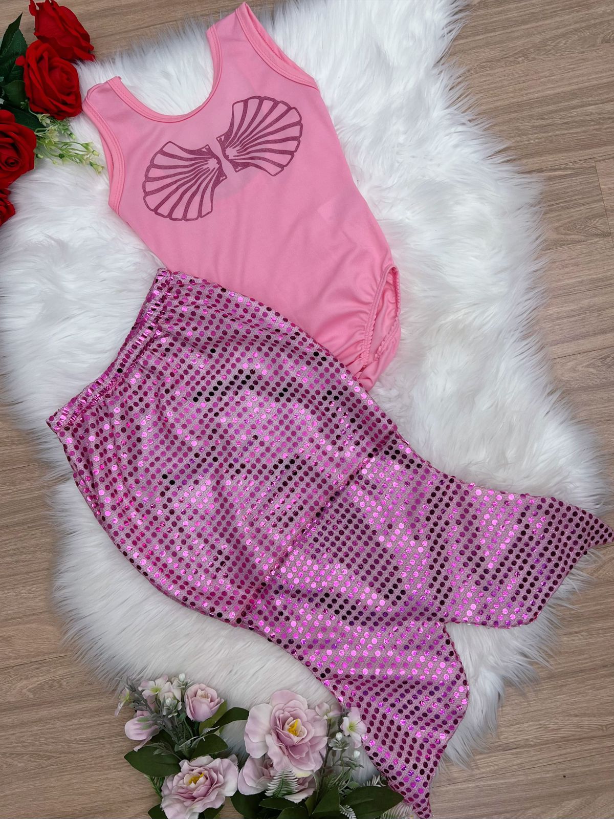 Fantasia Carnaval Sereia Infantil Rosa com Cauda e Tiara Top no Shoptime