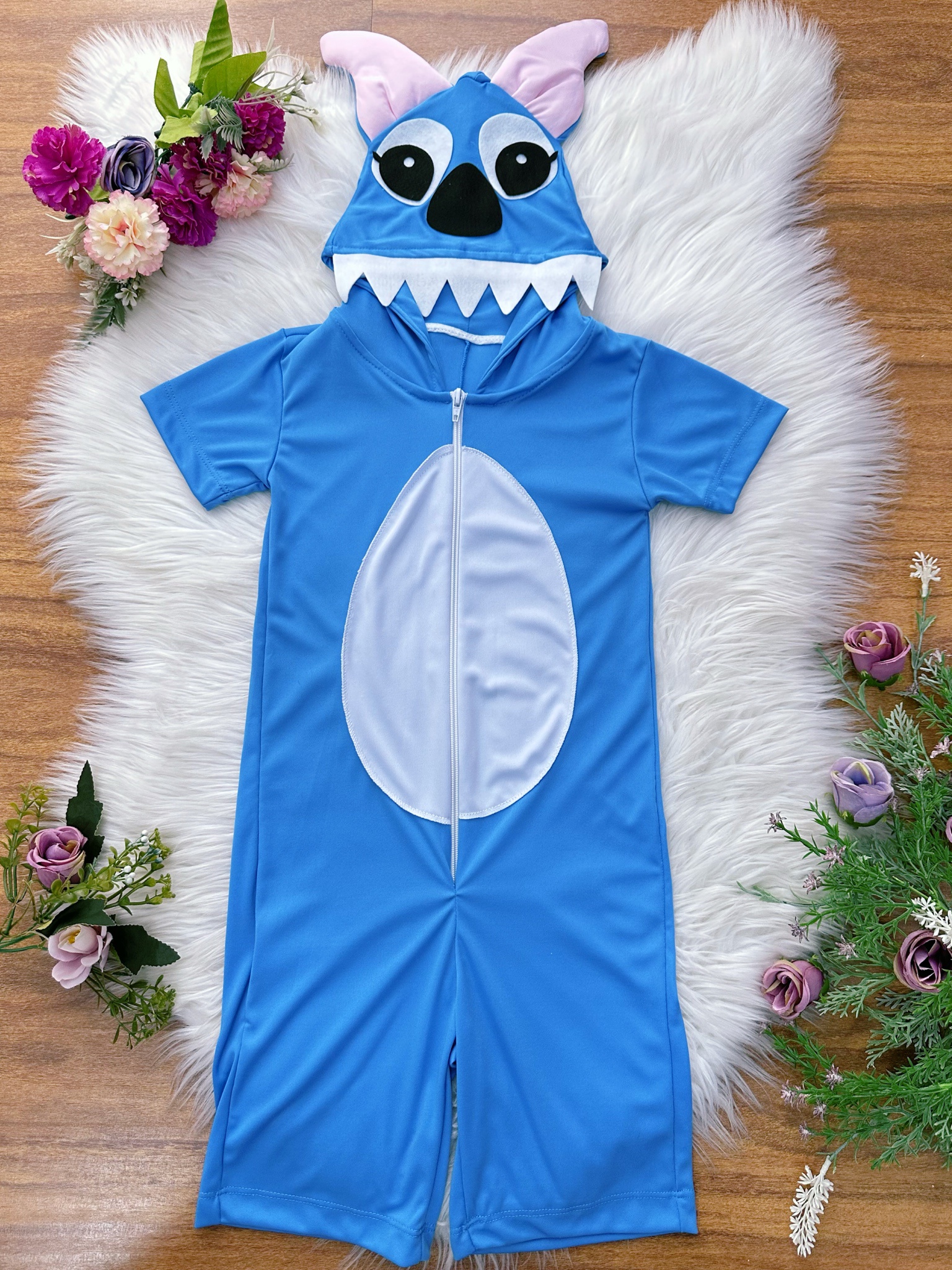 Fantasia Infantil Temático do Stitch Angel Lilo Azul