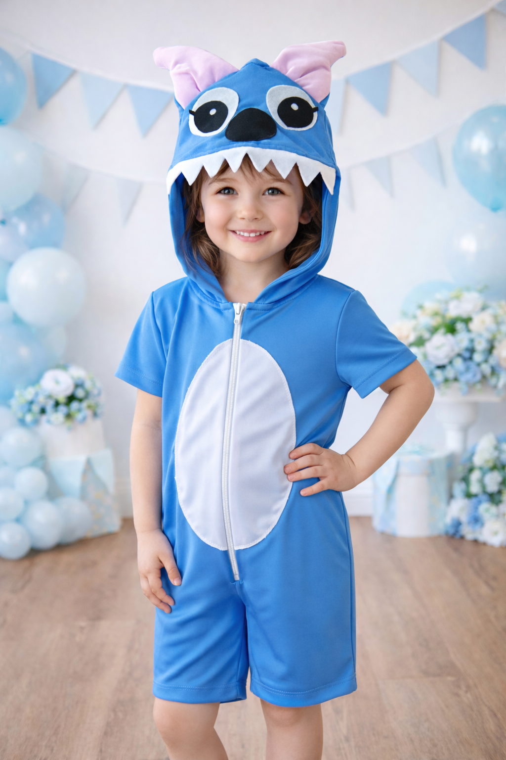 Fantasia Infantil Temático do Stitch Angel Lilo Azul