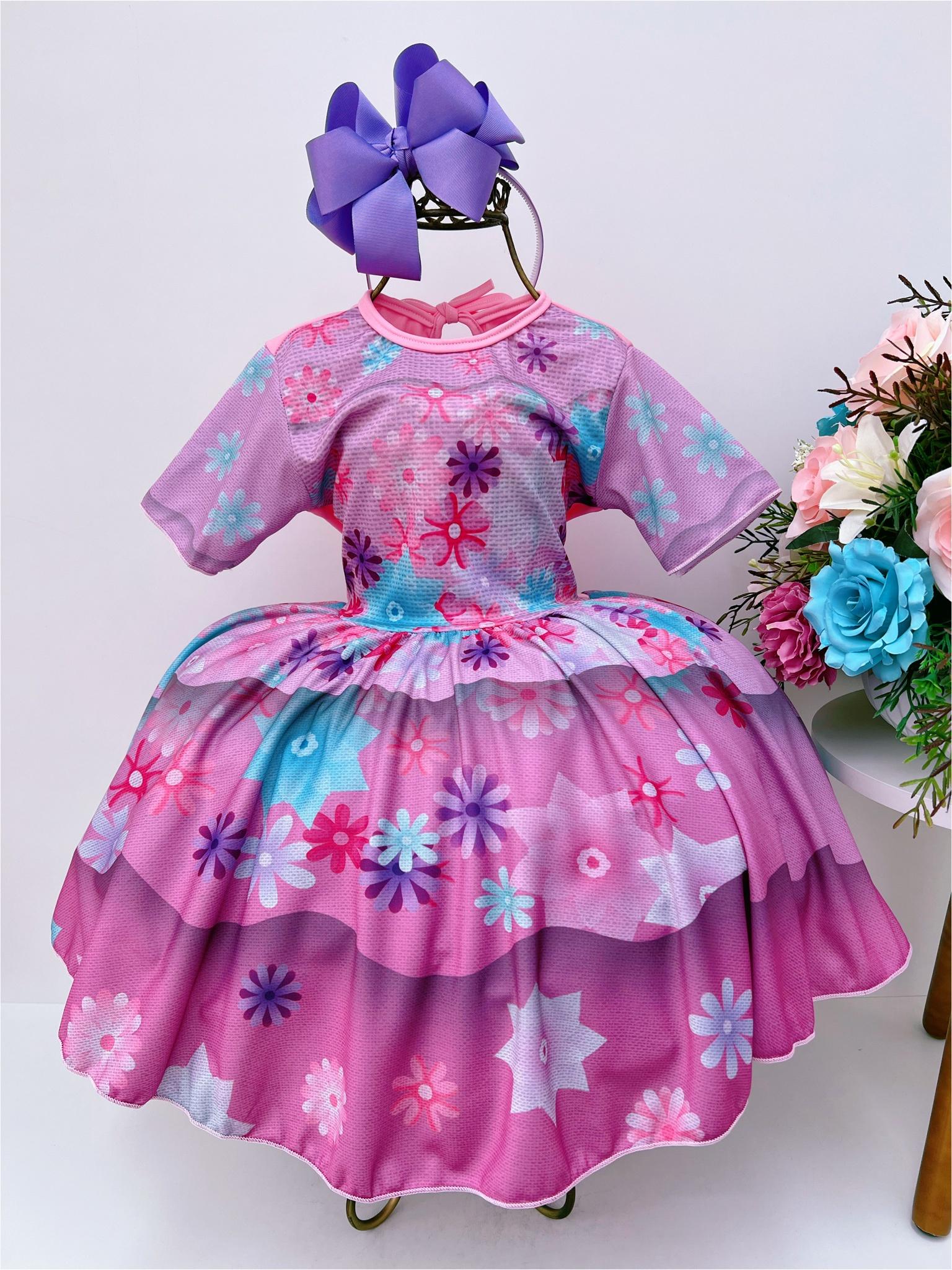 Fantasia vestido Infantil Isabela Encanto Lilás Florido