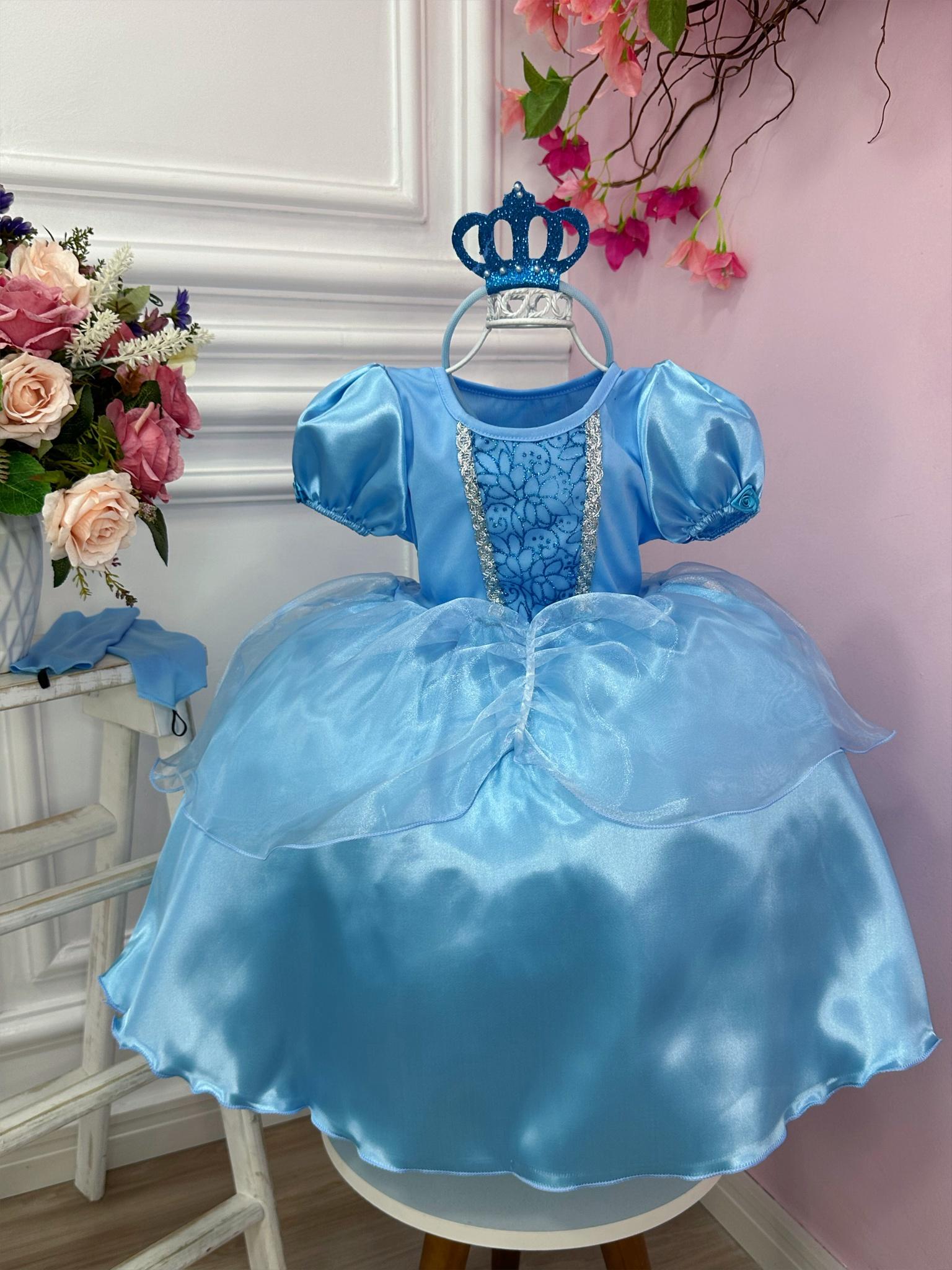 Kit Princesa Fantasia Infantil Frozen Com Luva e Tiara
