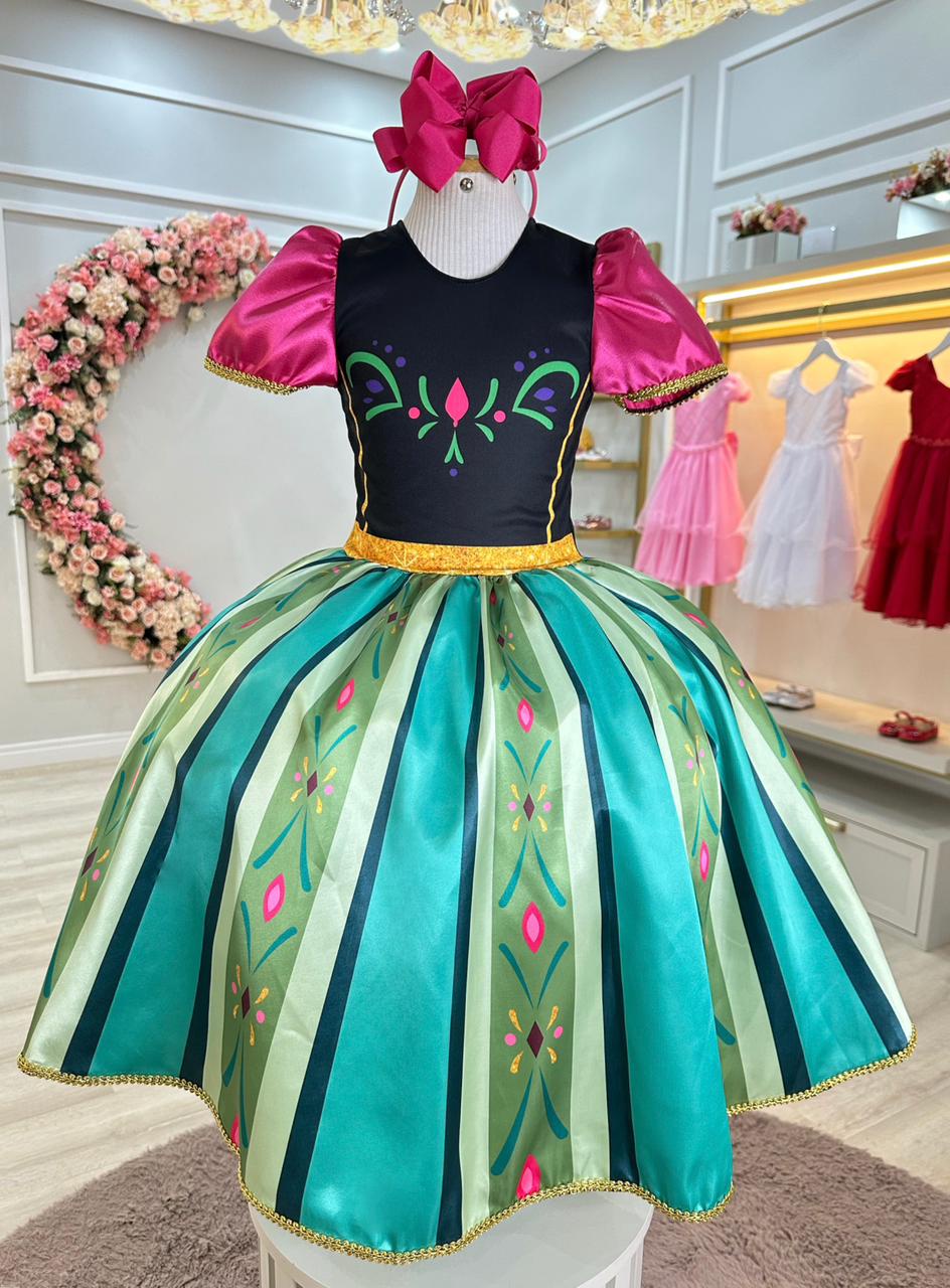 Vestido Fantasia Infantil Princesas Frozen Elsa Anna Festas