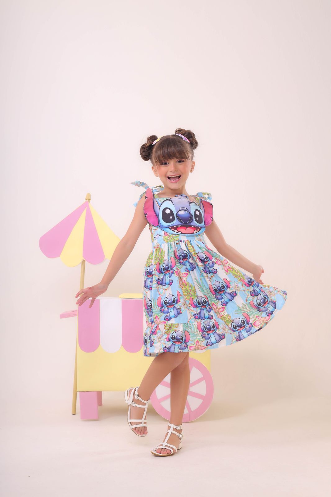 Vestido Infantil Azul Lilo e Stitch Luxo Festas