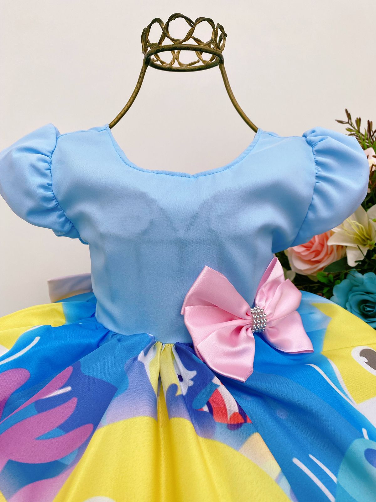 Vestido Infantil Azul Bebê Princesa Festa Luxo Aniversário - Rosa Charmosa  Atacado