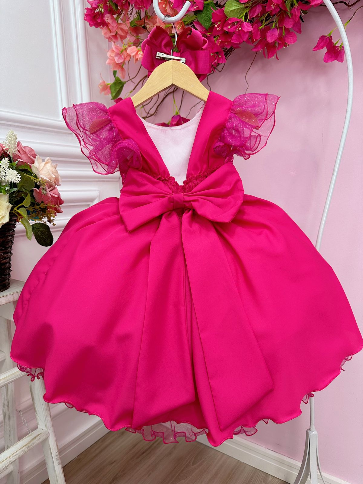 Vestido Infantil Barbie em Paris Rosa e Pink Cinto Pérolas - Fabuloso Ateliê