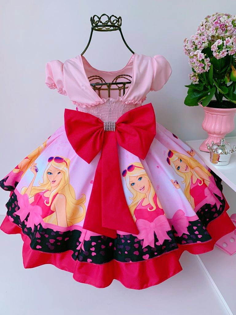 Vestido Barbie Luxo( nao acompanha laço) - DG Baby Kids - Artigos e roupas  infantis