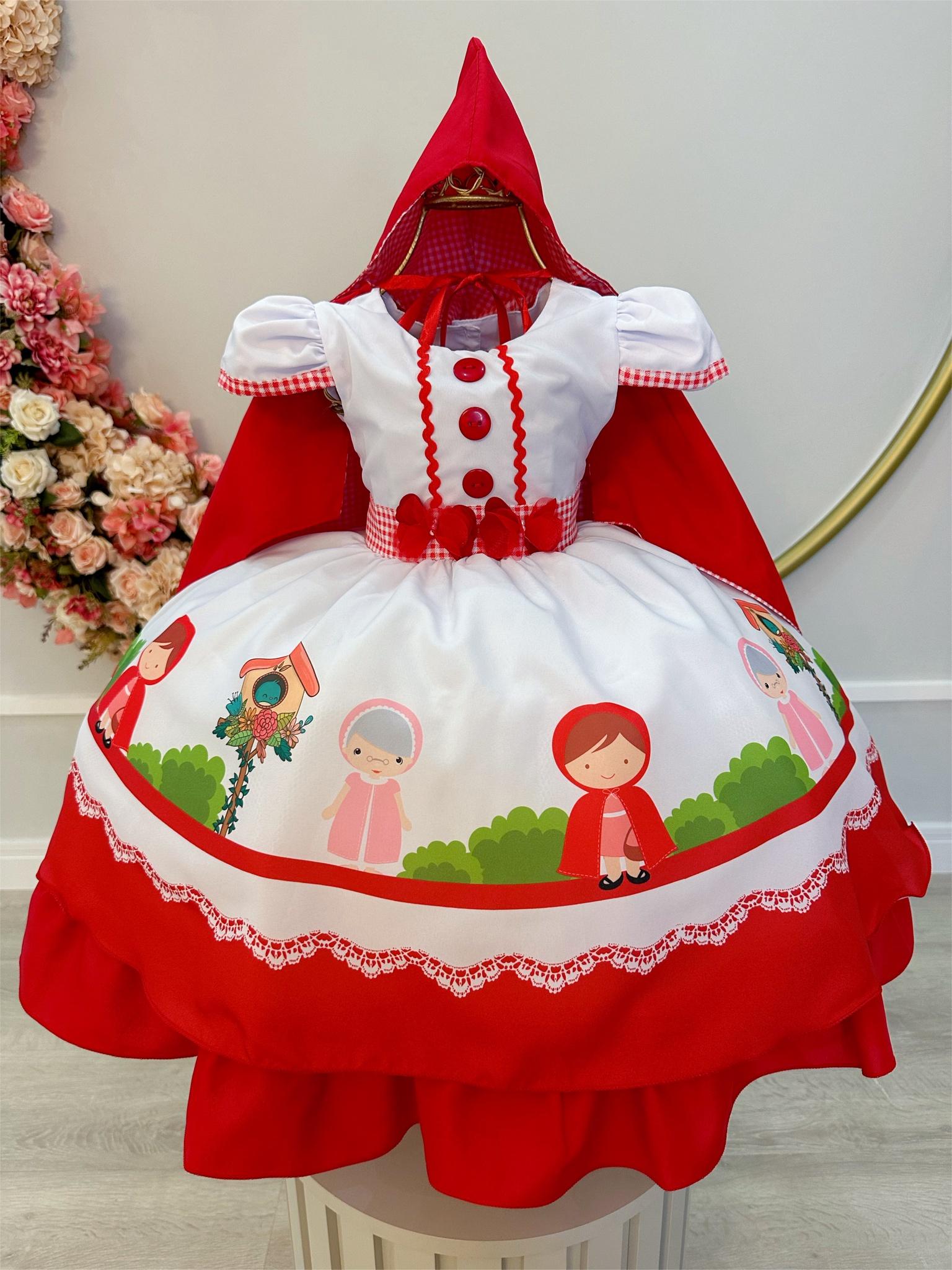 Vestido Infantil Chapeuzinho Vermelho C/ Capuz