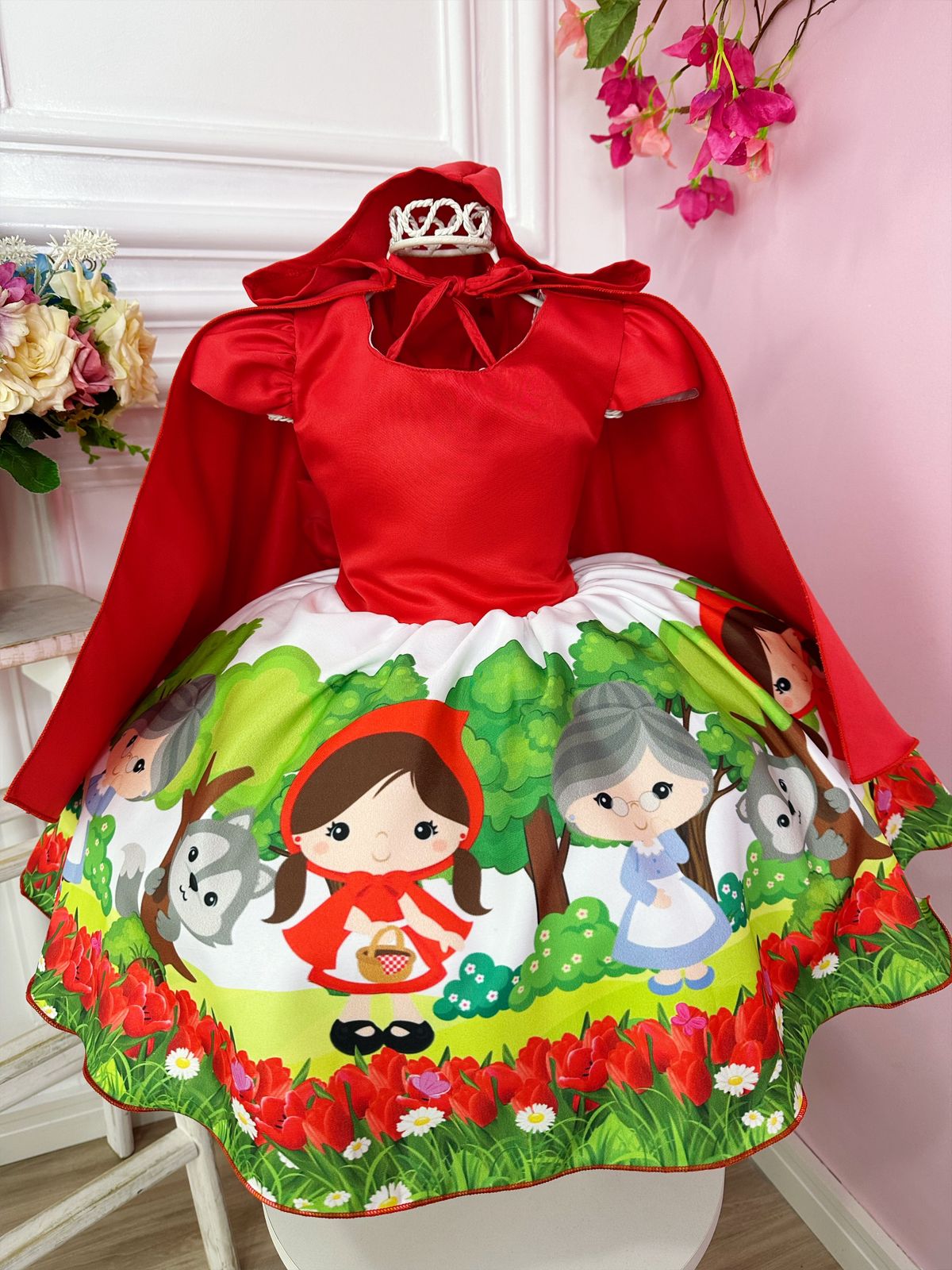 Vestido Infantil Vermelho Com Capuz