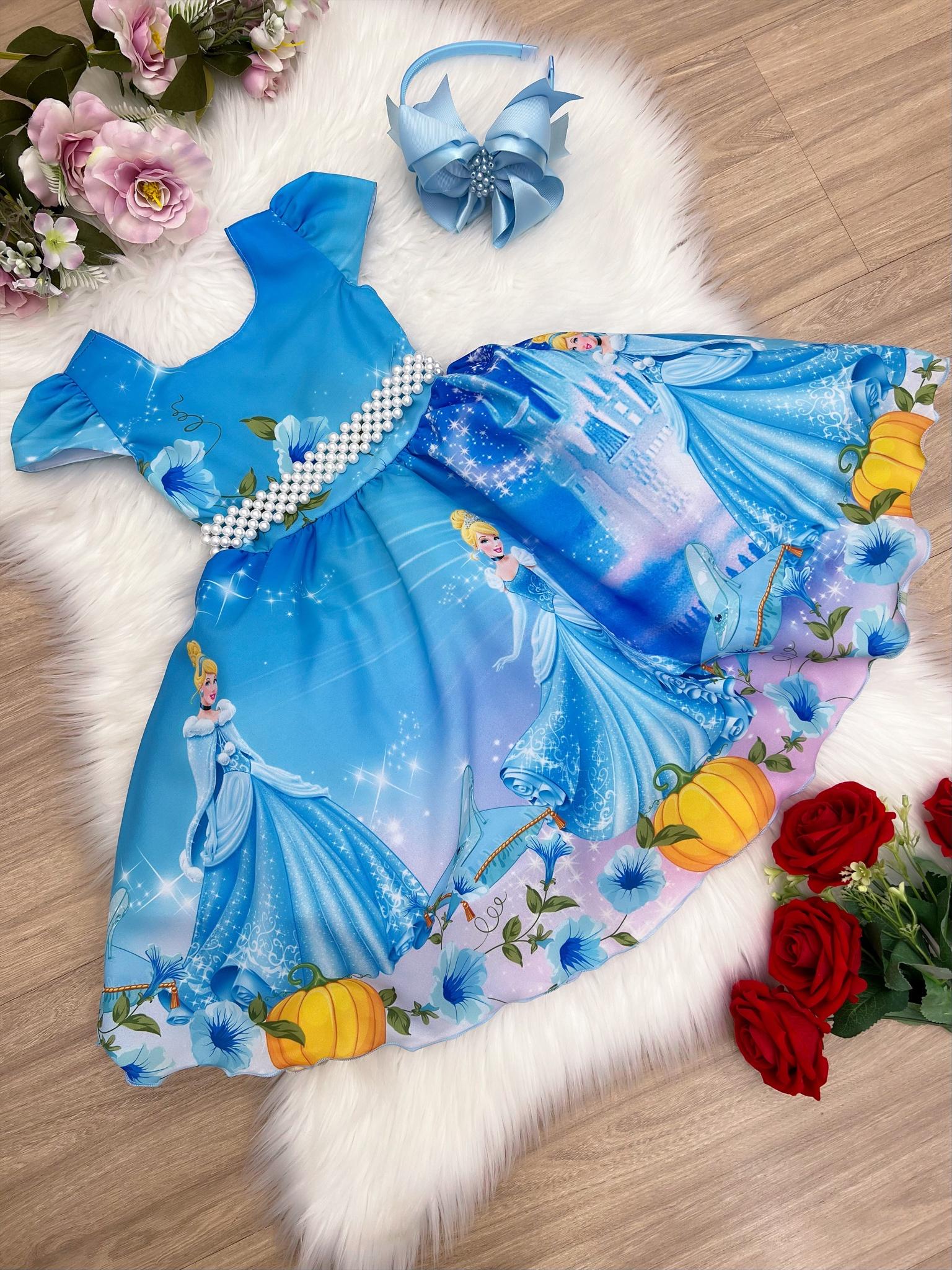 Vestido Infantil Azul Bebê Princesa Festa Luxo Aniversário - Rosa Charmosa  Atacado