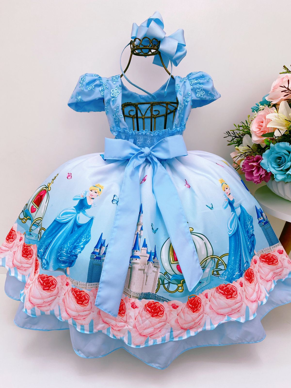 Vestido Menina Princesa Azul