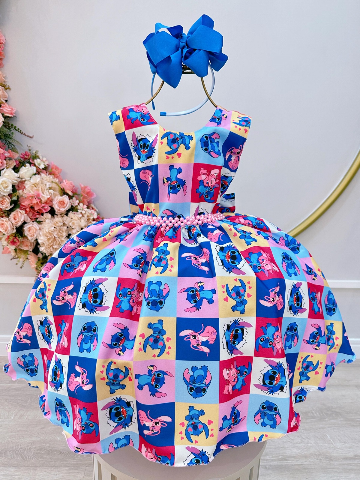 Vestido Infantil Colorido Lilo Stitch e Angel Festas
