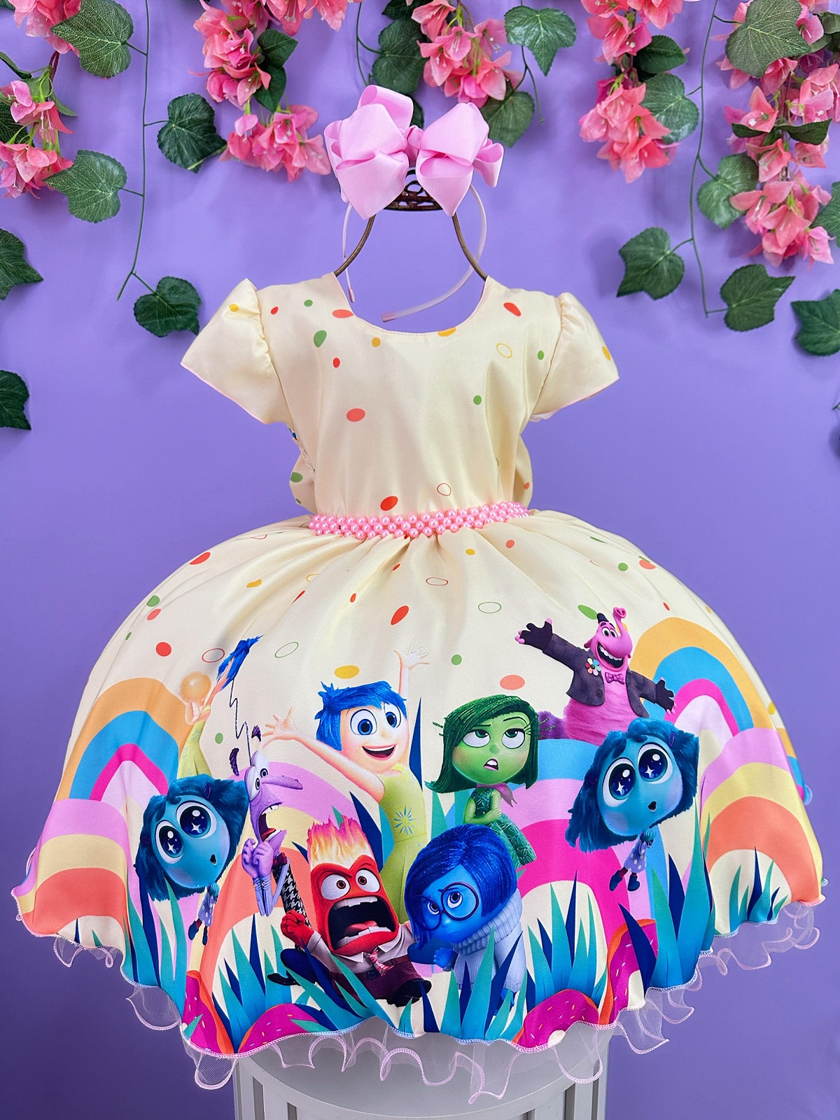 Vestido Infantil Divertidamente Amarelo Colorido Festas