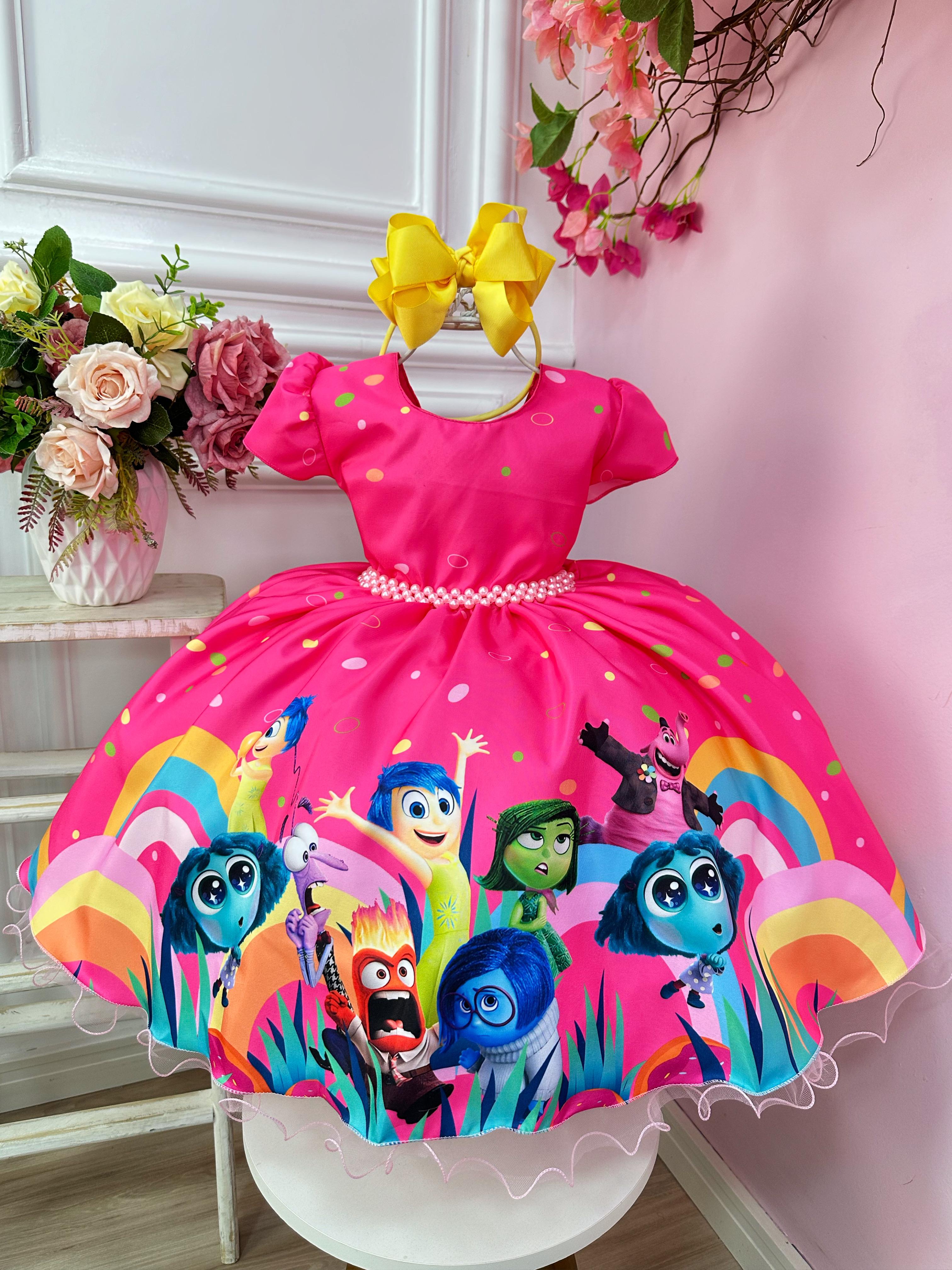 Vestido Infantil Divertidamente Rosa Chiclete C/ Pérolas