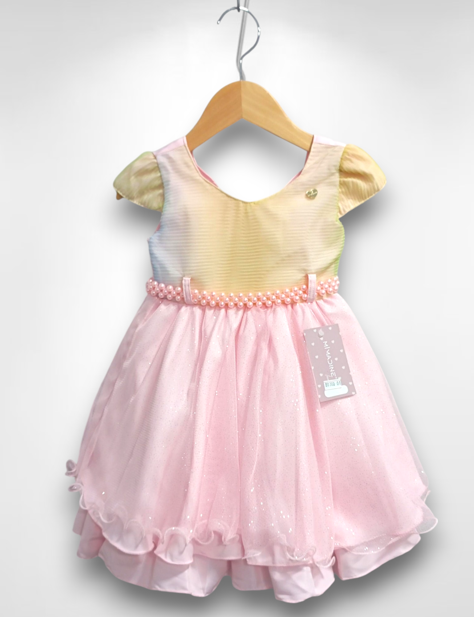 Vestido Infantil Fadinha Com Aplique de Asa Festas Luxo