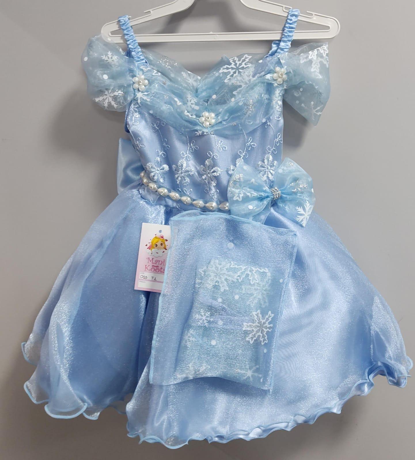 Vestido Infantil Frozen C/ Capa e Laço Princesas Festas Luxo