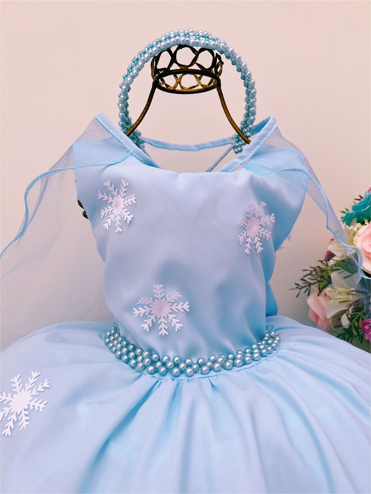 VESTIDO INFANTIL FROZEN COM CAPA LUXO FESTAS DE PRINCESAS - Rosa Charmosa  Atacado