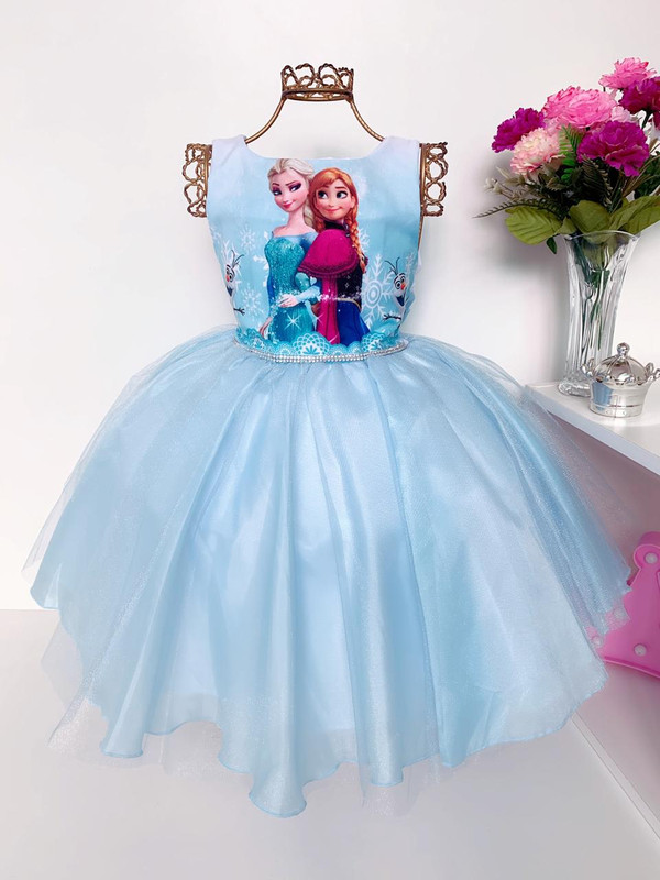 Vestido Infantil Frozen Luxo Olaf Festas Aniversário Princesa - Rosa  Charmosa Atacado
