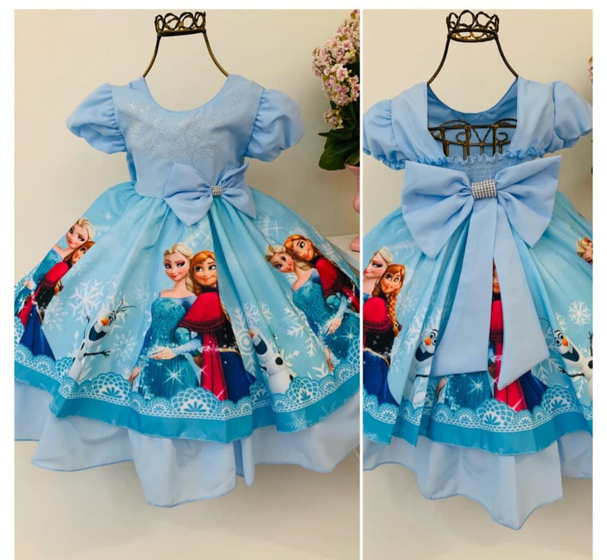 Vestido Infantil Frozzen Olaf Luxo Festa Princesas