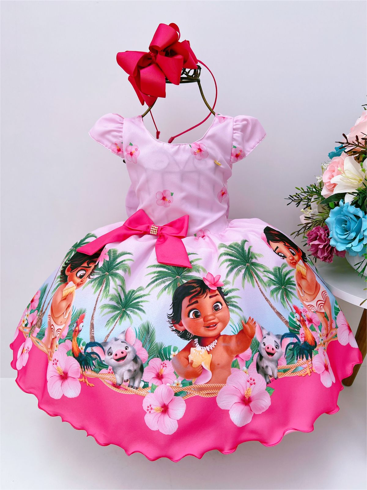 Vestido infantil Tematicos da Miss Moana Baby luxo