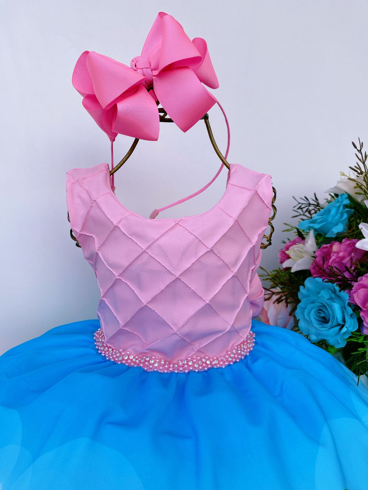 Vestido Infantil Moana Baby Floral Rosa Temático Aniversário - Tio