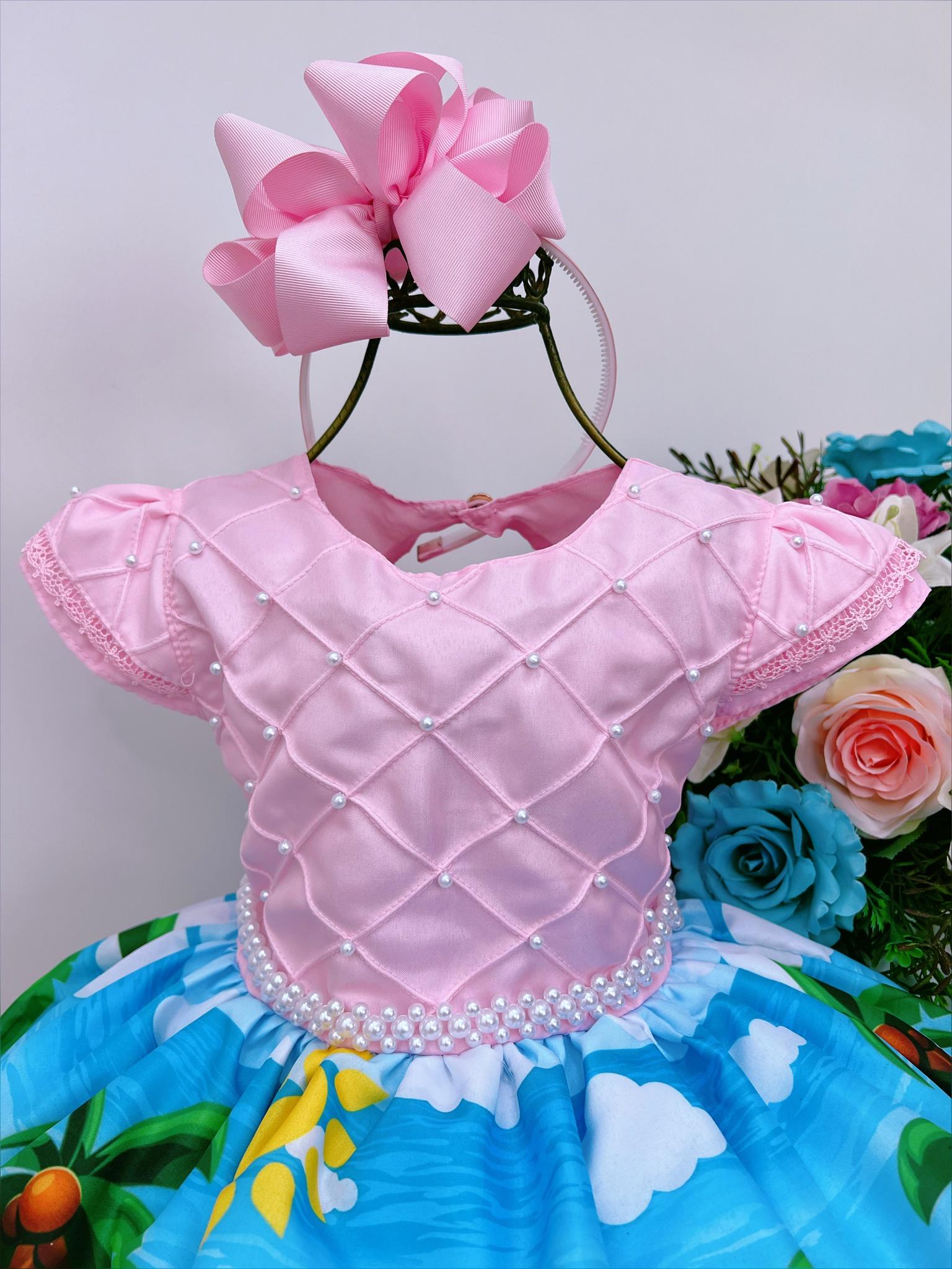 Vestido Moana Baby Rosa Pérola Infantil