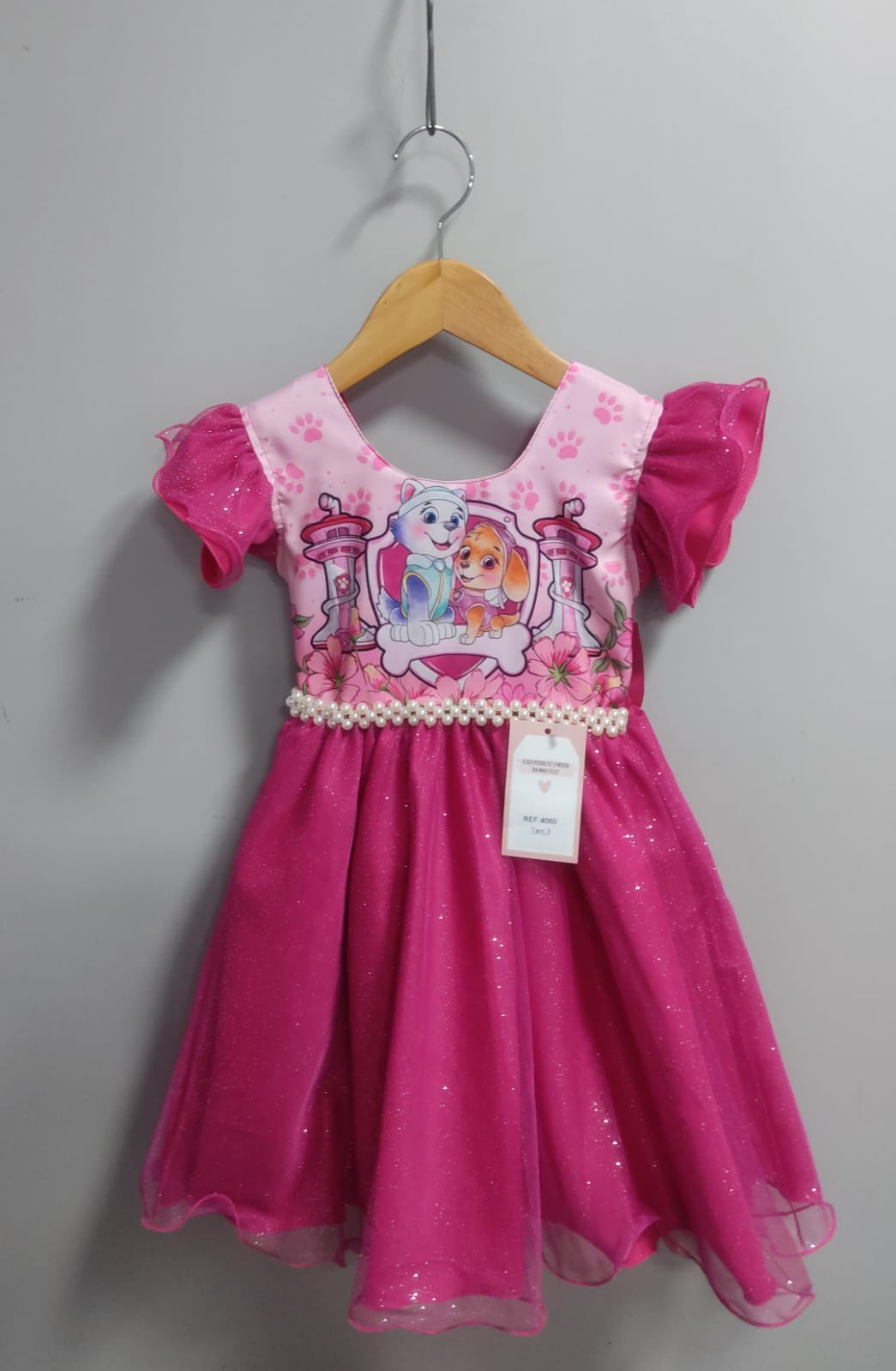 Vestido Infantil Patrulha Canina Sky Pink Festas