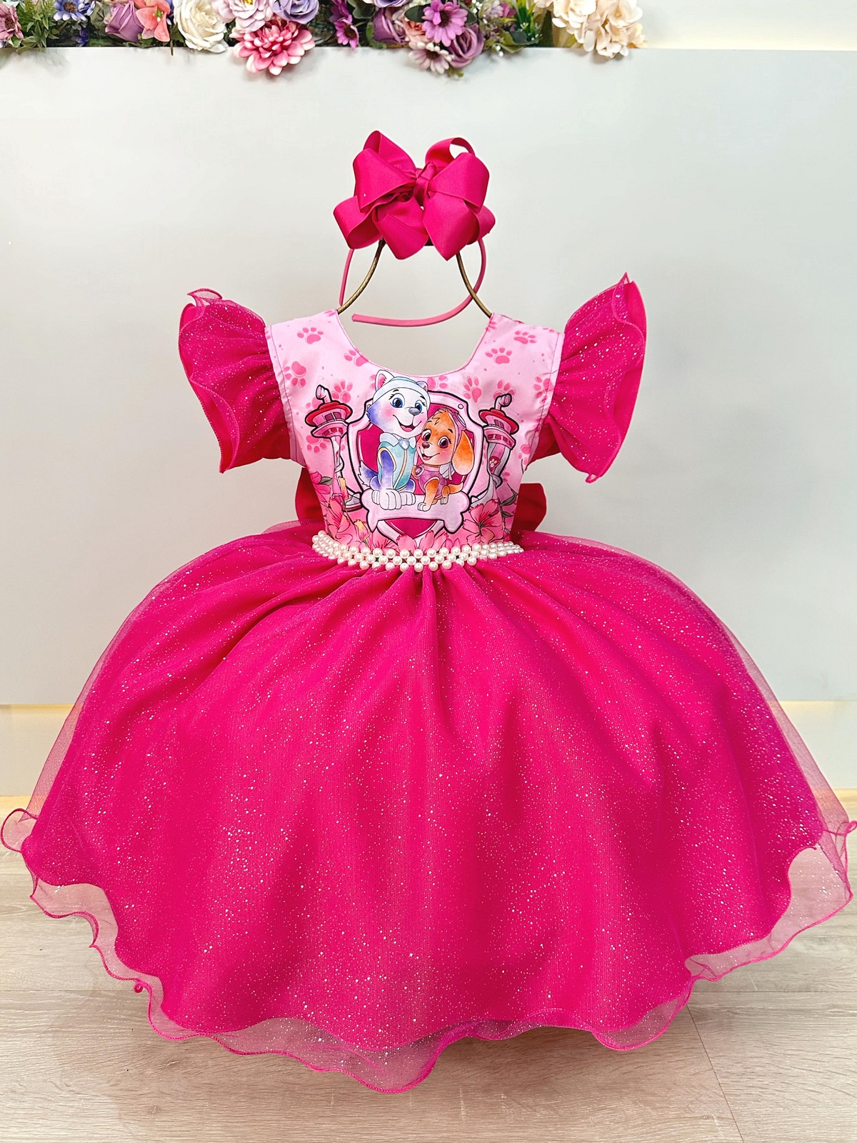 Vestido Infantil Patrulha Canina Sky Pink Festas