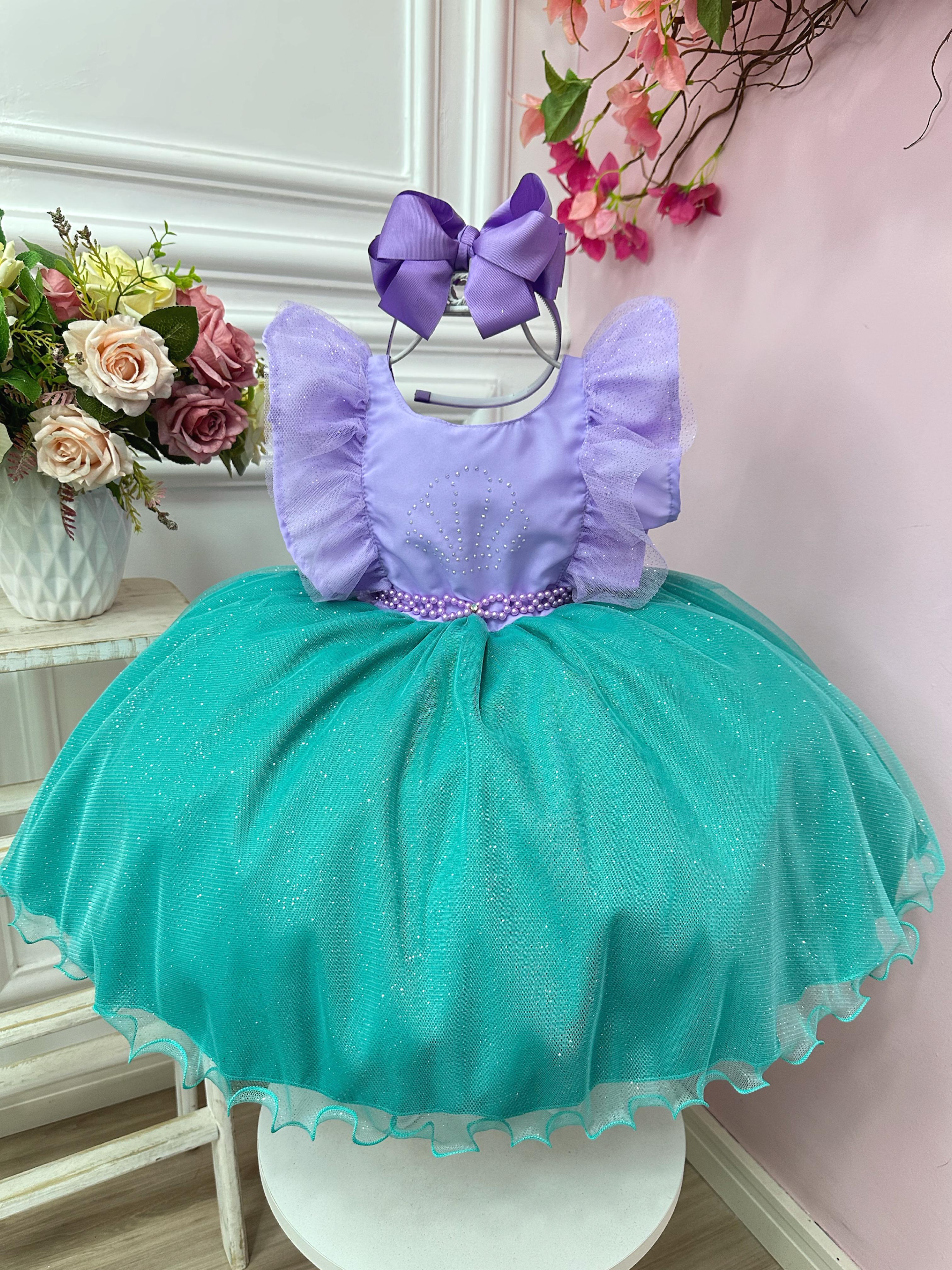 Vestido Infantil Pequena Sereia Busto C/ Babados Strass