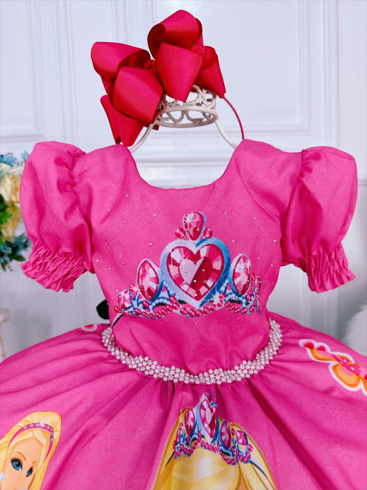 Vestido Infantil Barbie Rosa Chiclete - Mãe Club Roupas e Acessórios