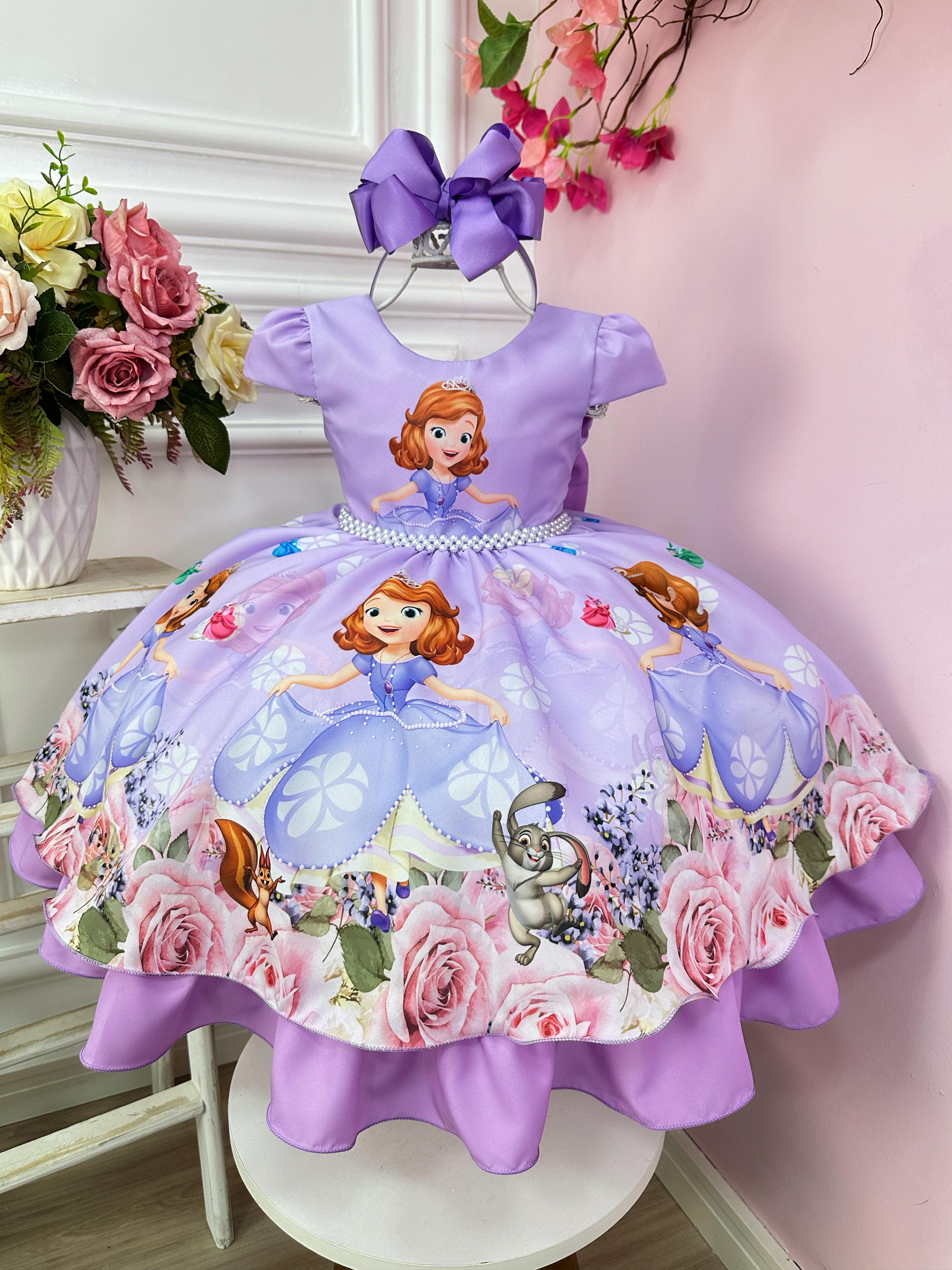 Vestido Infantil Princesa Sôfia C/ Cinto de Pérolas Festas