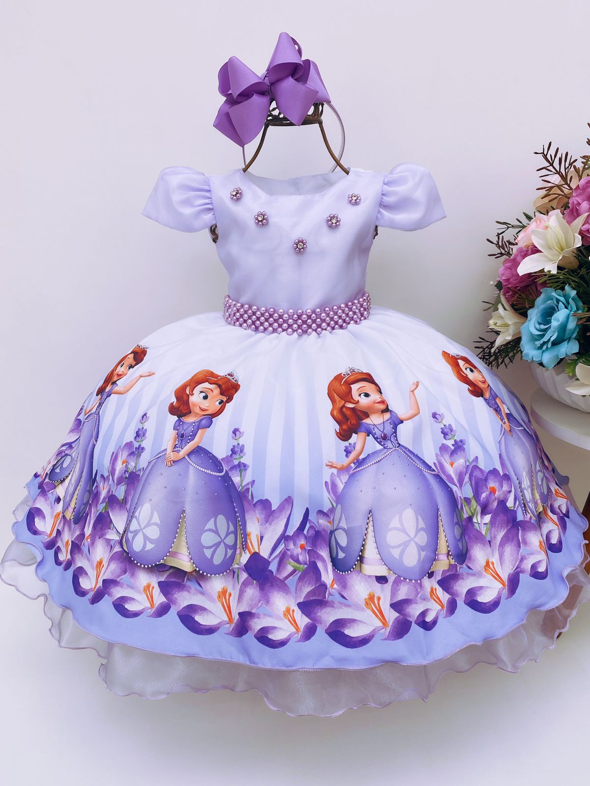 Fantasia Carnaval Princesinha Sofia Lilas Bebe Infantil Luxo