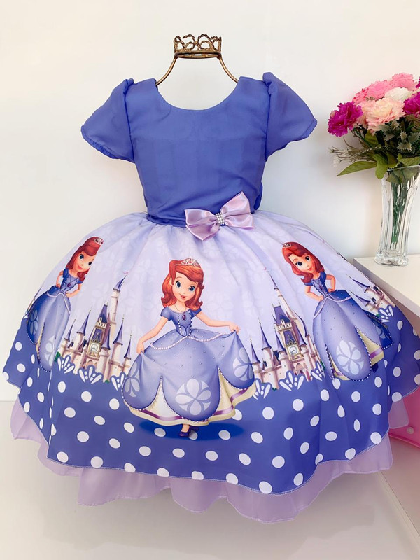 Vestido Infantil Princesa Sofia Luxo Strass Tiara Festa – PequenoLook