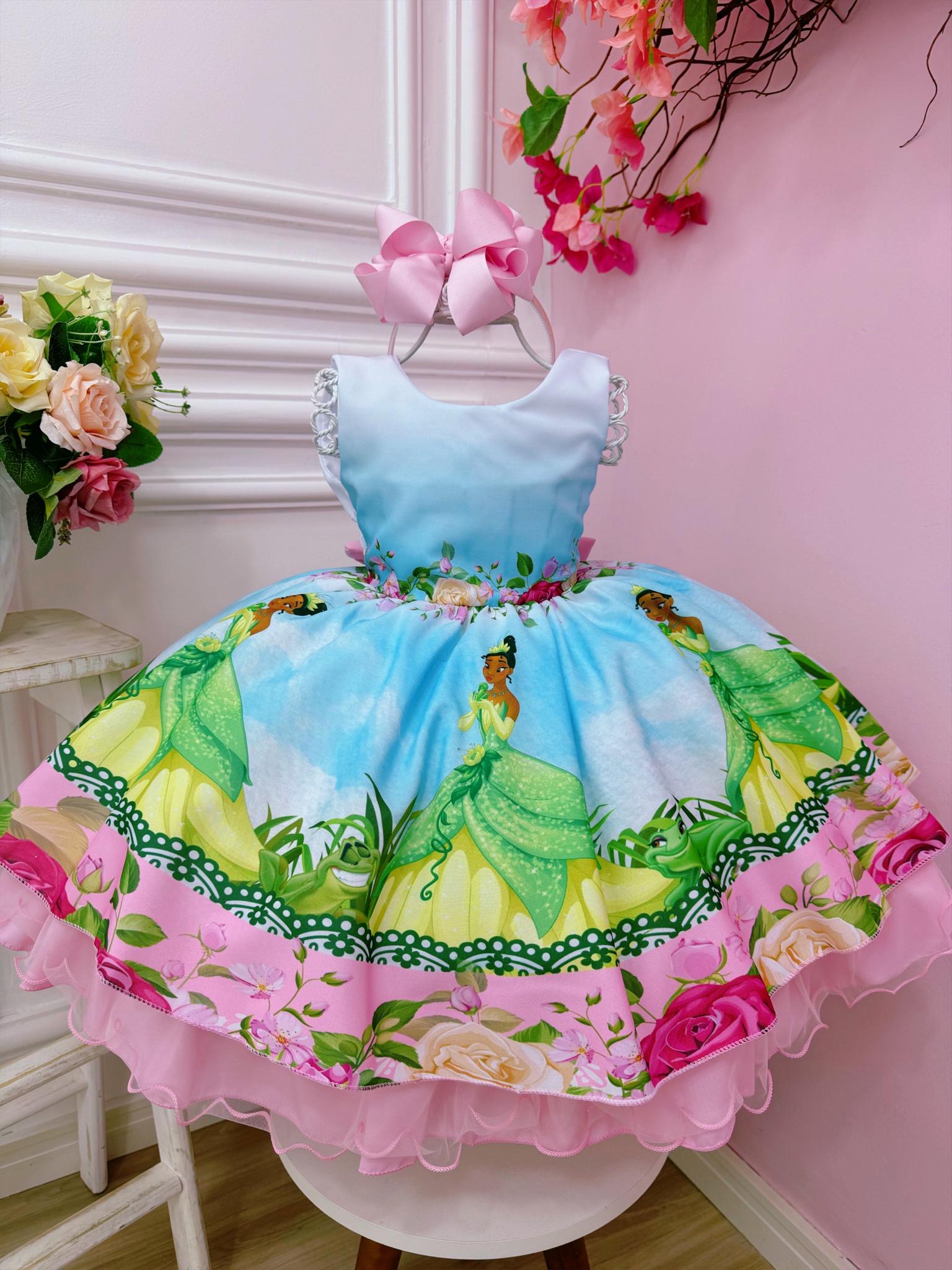 Vestido Infantil Princesa Tiana e o Sapo no Bosque Festas