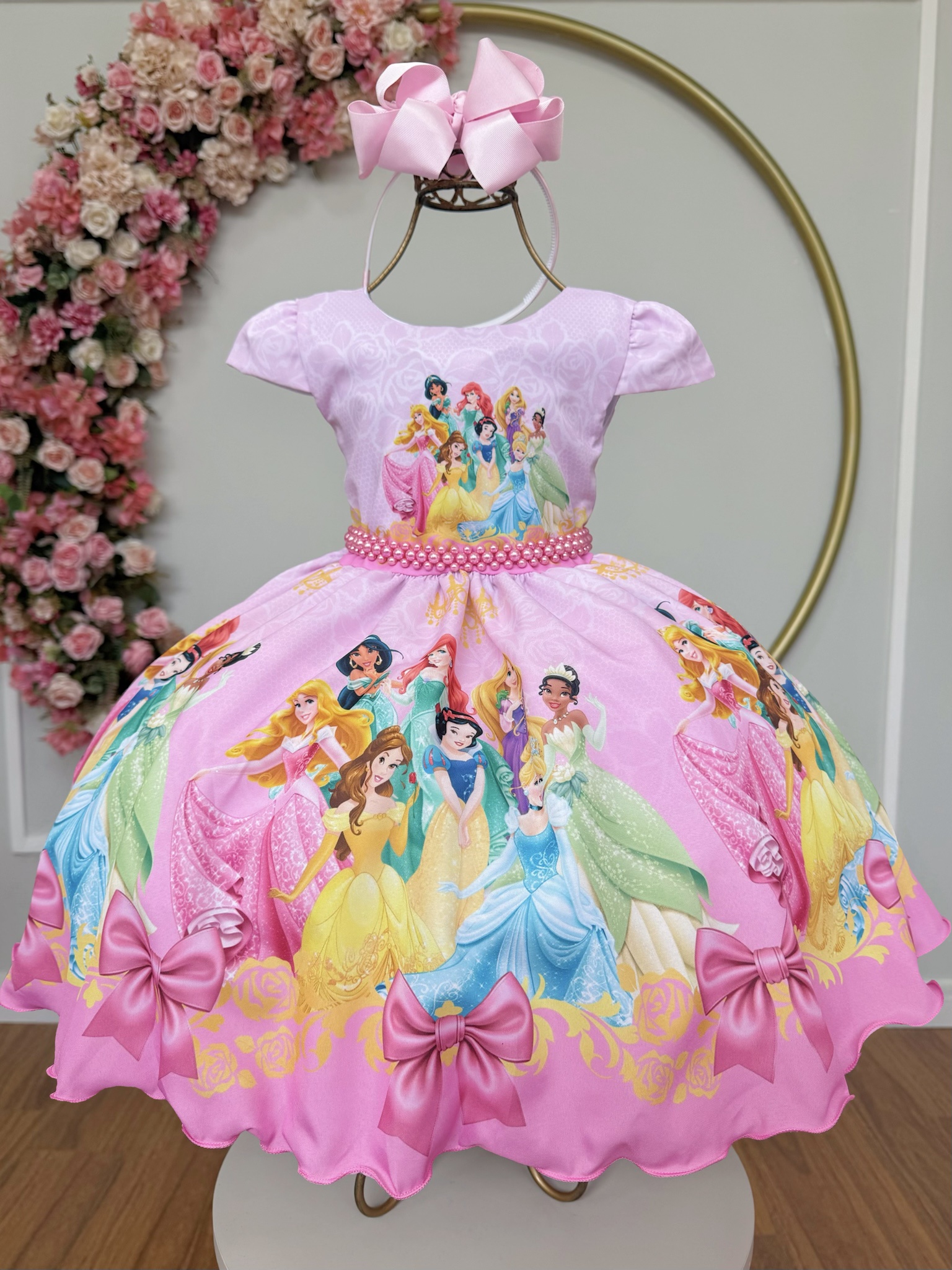 Vestido Infantil Rosa Princesas Festas e Luxo