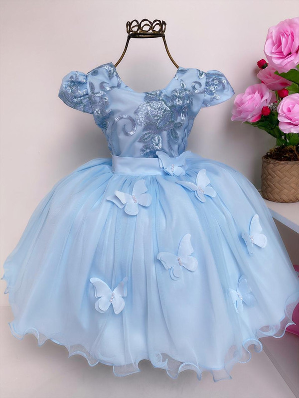 Vestido Menina Princesa Azul