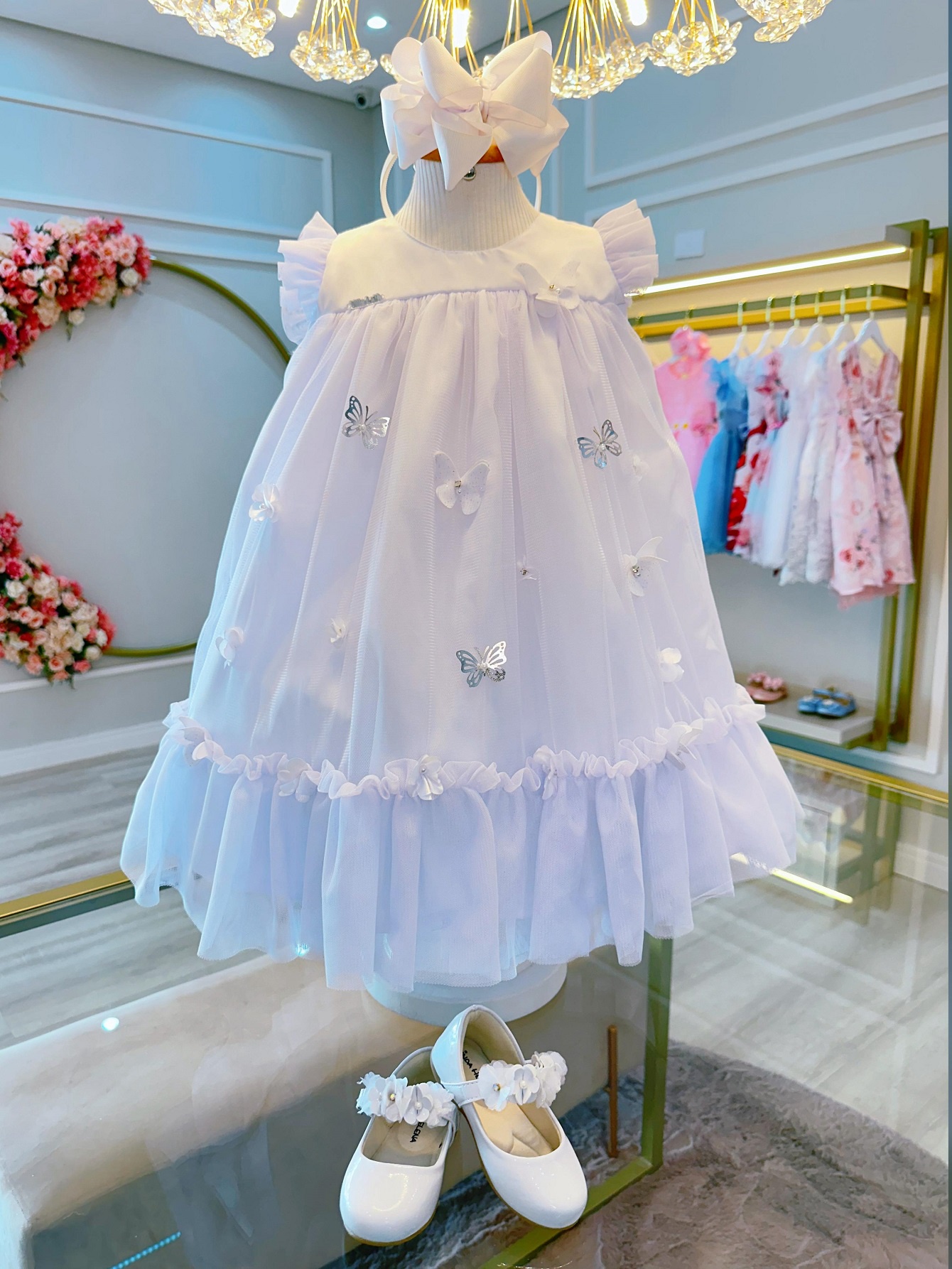 Vestido Infantil Branco Jardim Encantado Luxo