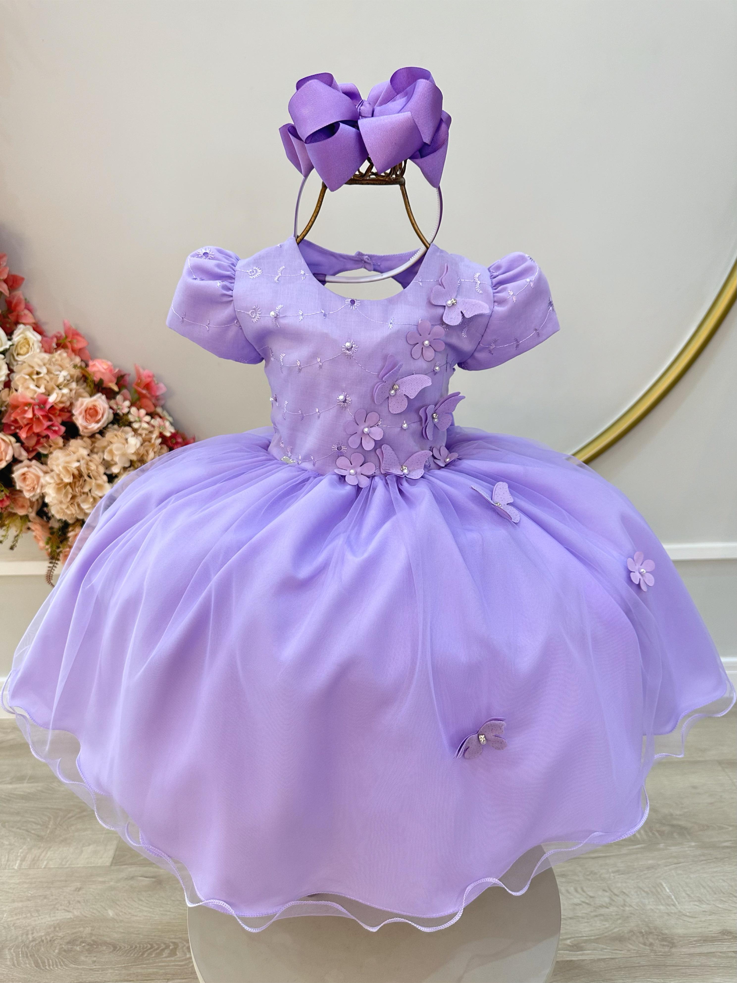 Vestido Infantil Lilás Jardim Encantado Daminha Festas