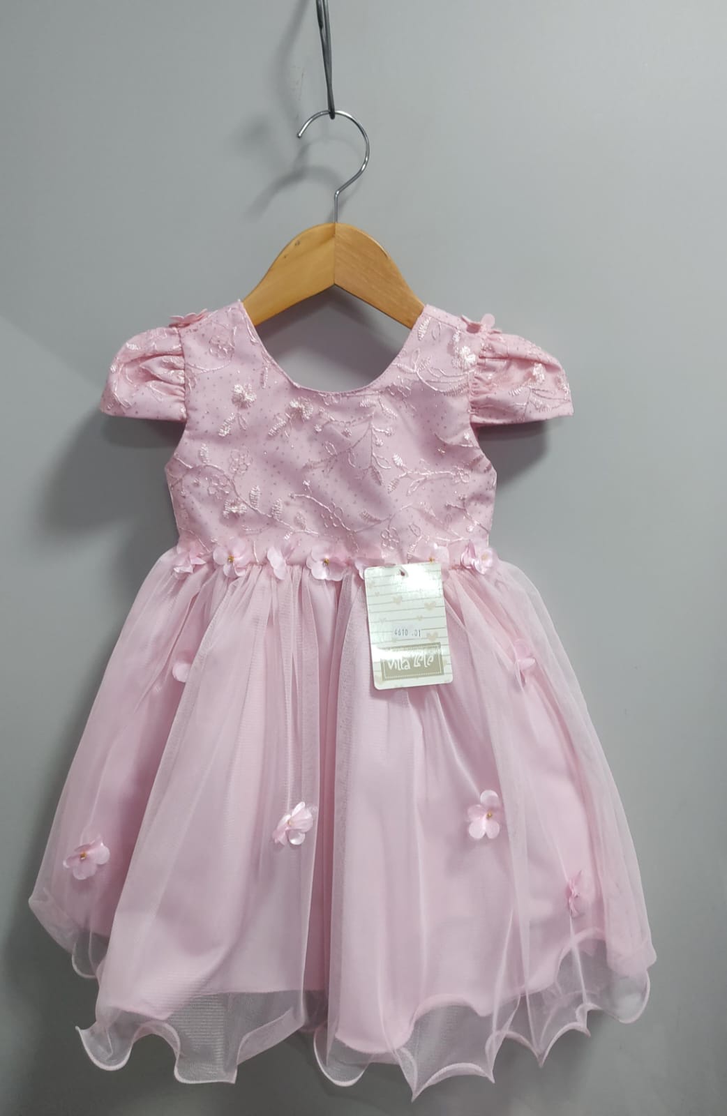 Vestido Infantil Rosa Claro Festas Jardim Encantado Com Renda