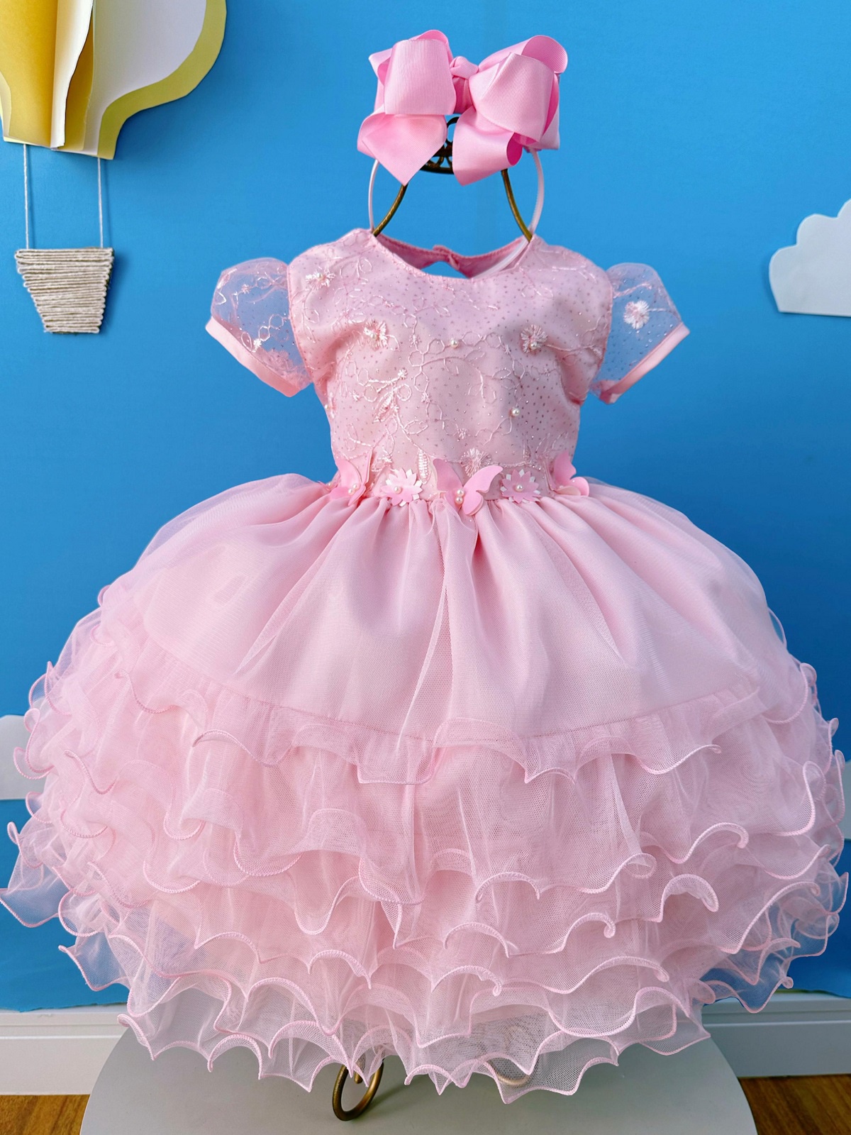 Vestido Infantil Rosa Claro Jardim Encantado Festas  Daminha
