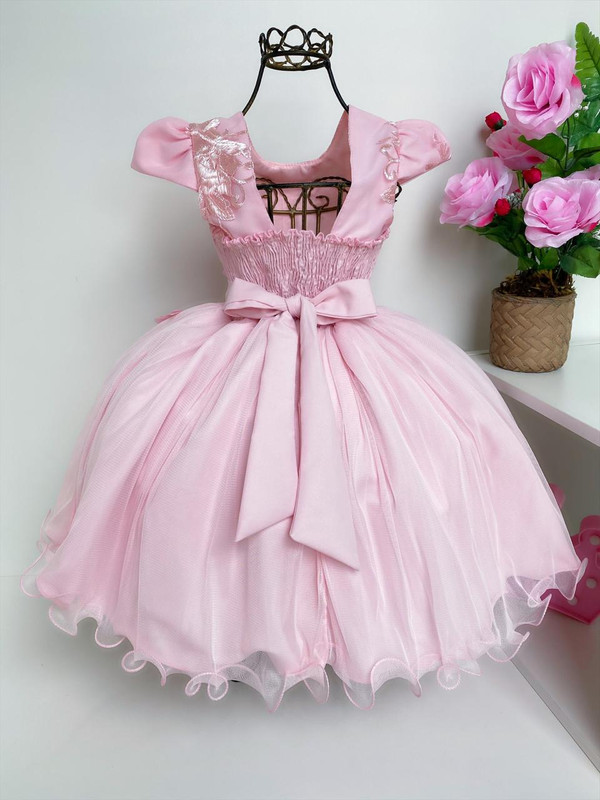 Vestido Princesa Belli Borboletas Rosa Bebe - Petecolá kids