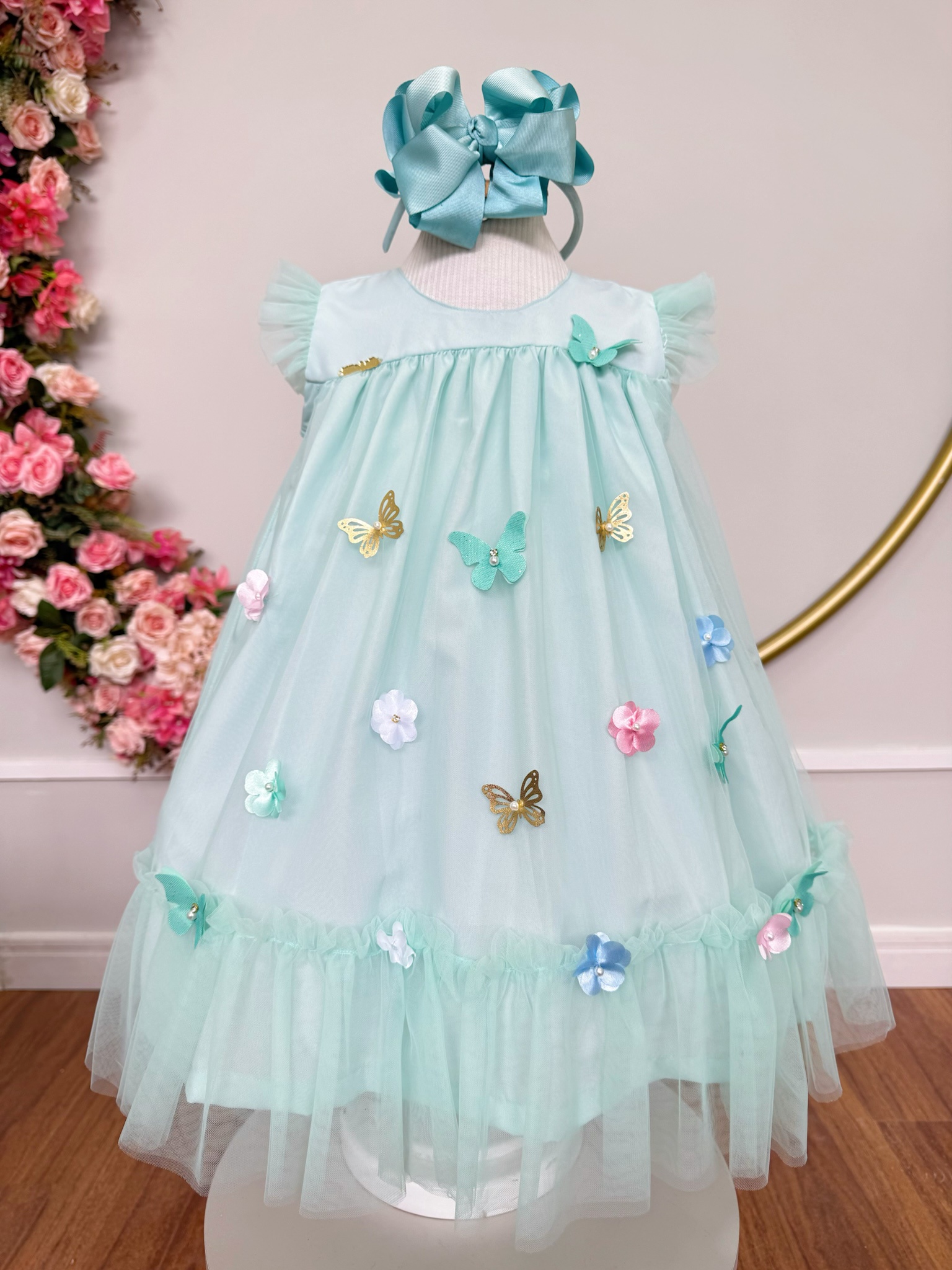 Vestido Infantil Verde Jardim Encantado Luxo