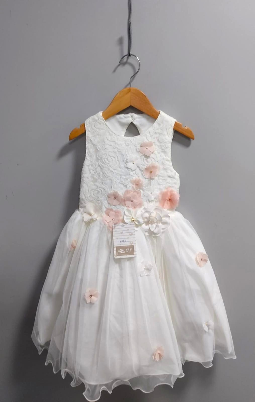 Vestido Infantil Off White Com Renda Daminhas Formatura