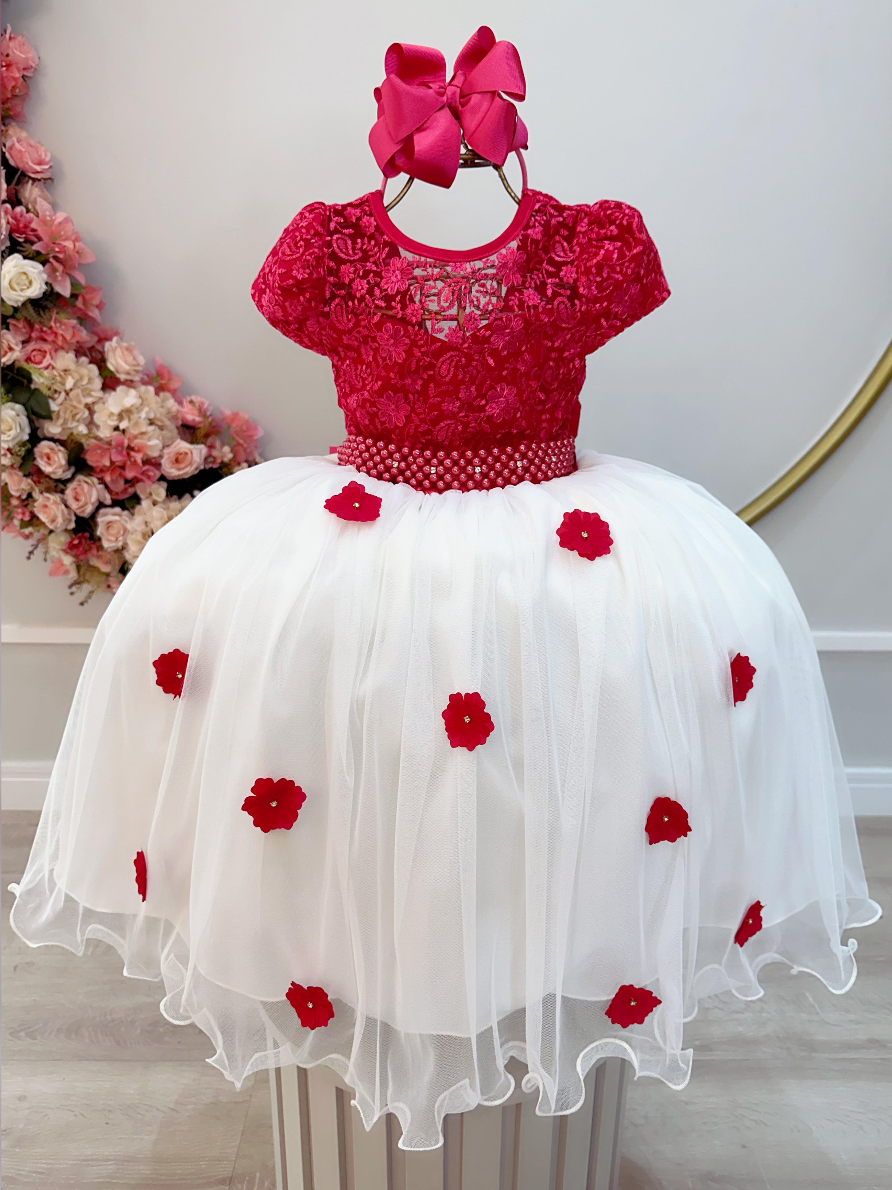 Vestido Infantil Pink Saia Off Busto C/ Renda Casamento Festa