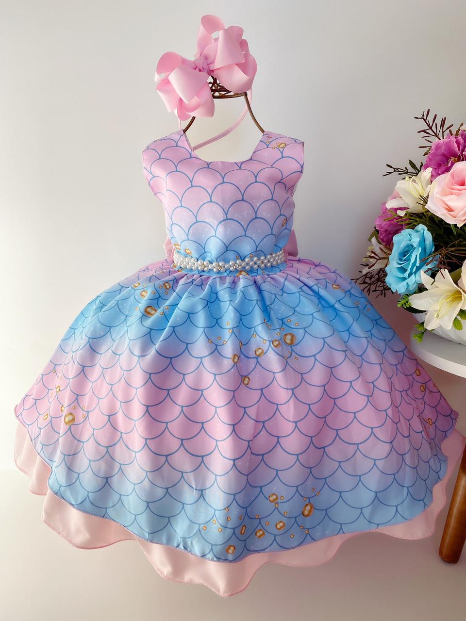 Vestido tema sereia store infantil