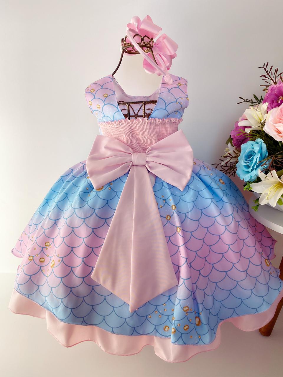 Vestido Infantil de Festa Longo Rosê Luxo Princesa