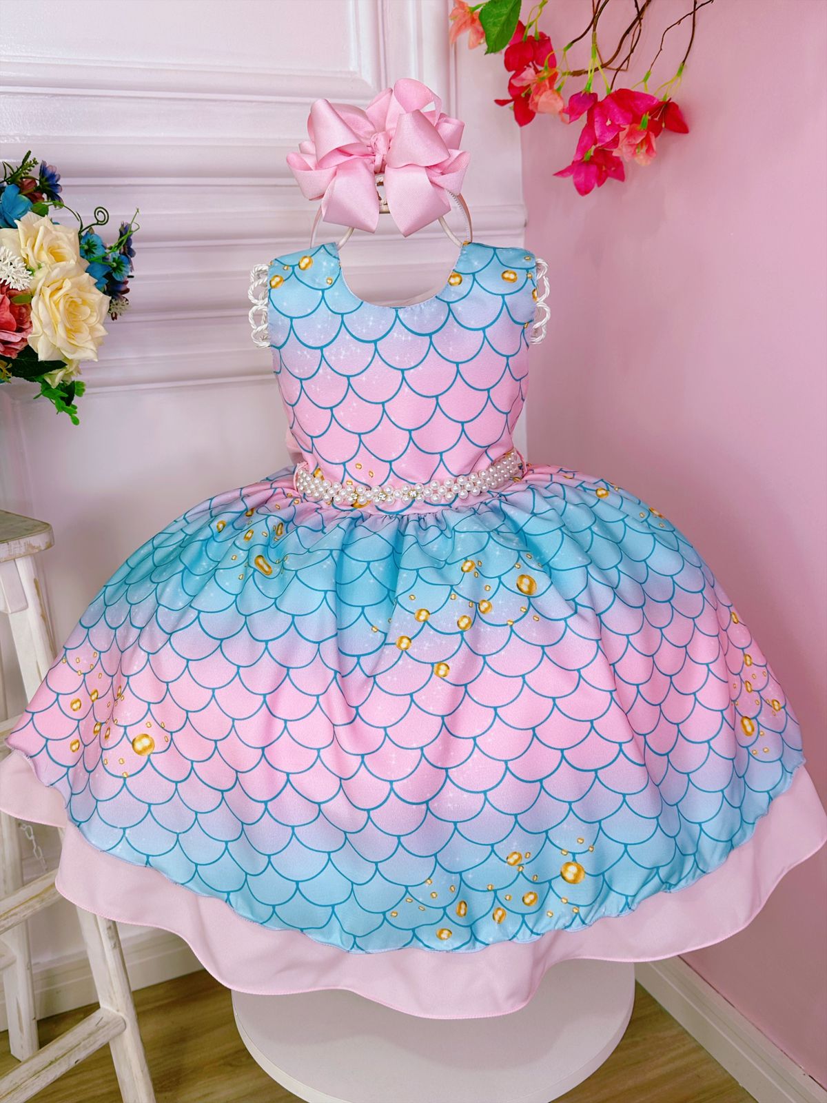 Vestido Infantil de Festa Longo Rosê Luxo Princesa