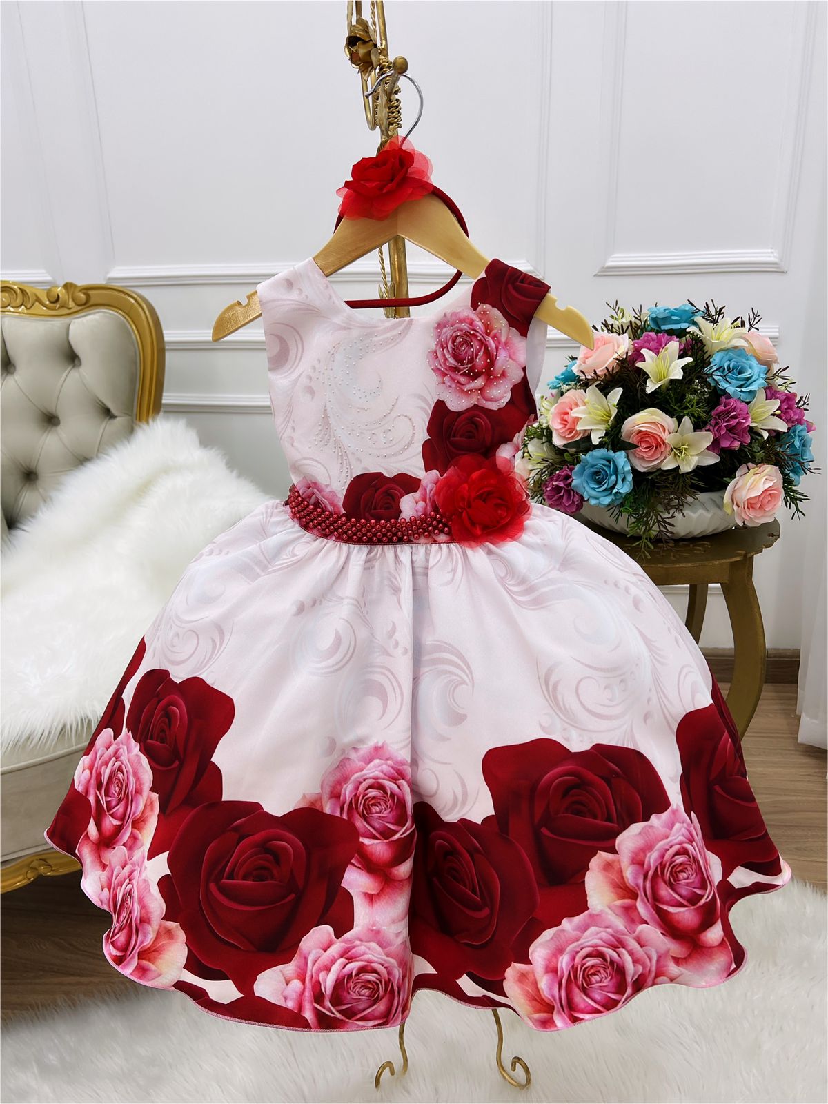 Vestido Infantil Gatinha Marie Luxo Orelhas Acompanha Tiara - Rosa Charmosa  Atacado