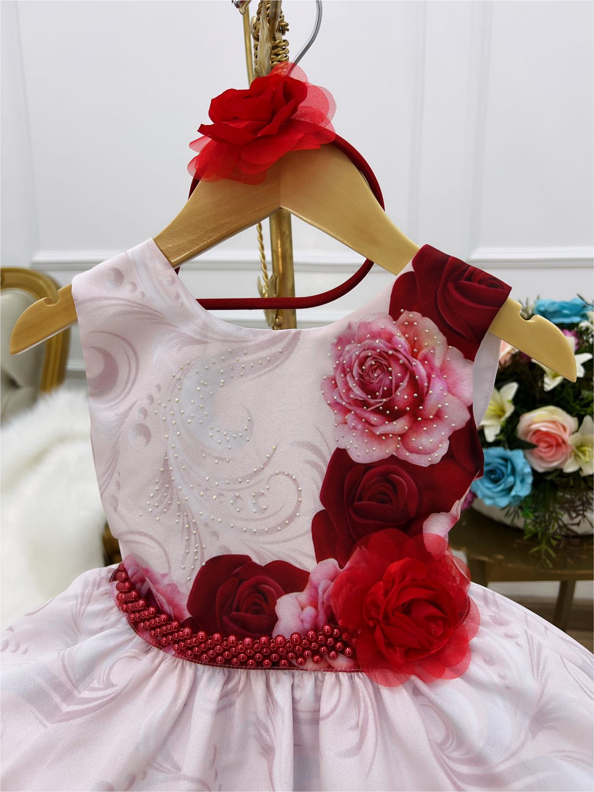 Vestido Infantil Gatinha Marie Luxo Orelhas Acompanha Tiara - Rosa Charmosa  Atacado